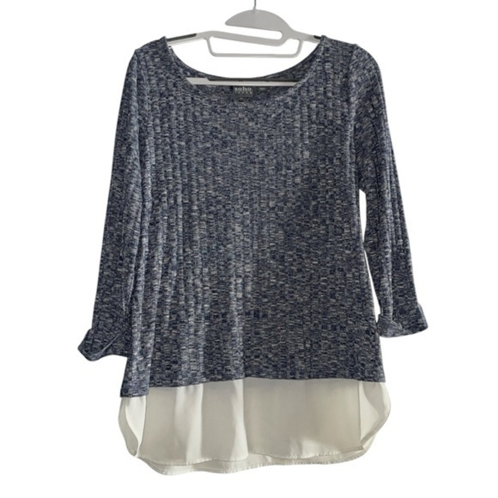 Soho Jeans New York & CO. Blue and Cream Layered Blouse. Size S